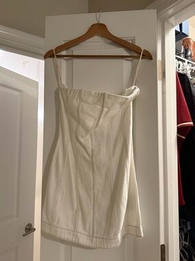 Forever 21 Off-White Zip-Front Mini Dress